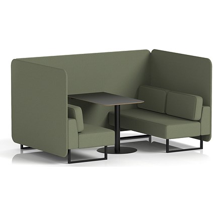 Brixworth 4 Seater Bench Booth With Table, Black Legs, Black Table, Main Line Flax Fabric, Monument Panels And Sofa