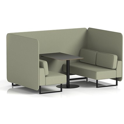 Brixworth 4 Seater Bench Booth With Table, Black Legs, Black Table, Main Line Flax Fabric, Newbury Panels And Sofa