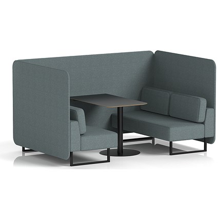 Brixworth 4 Seater Bench Booth With Table, Black Legs, Black Table, Main Line Flax Fabric, Westminster Panels And Sofa
