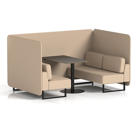 Brixworth 4 Seater Bench Booth With Table, Black Legs, Black Table, Synergy Fabric, Affix Panels And Sofa