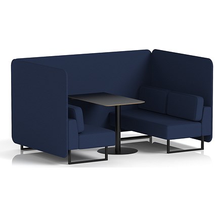 Brixworth 4 Seater Bench Booth With Table, Black Legs, Black Table, Synergy Fabric, Alike Panels And Sofa
