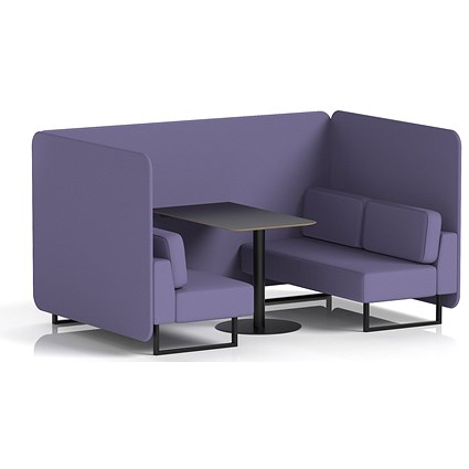 Brixworth 4 Seater Bench Booth With Table, Black Legs, Black Table, Synergy Fabric, Order Panels And Sofa