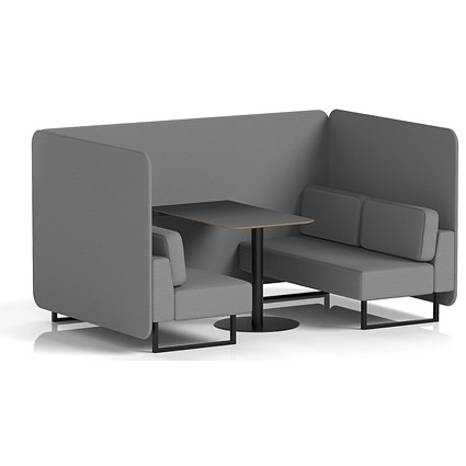 Brixworth 4 Seater Bench Booth With Table, Black Legs, Black Table, Synergy Fabric, Partner Panels And Sofa