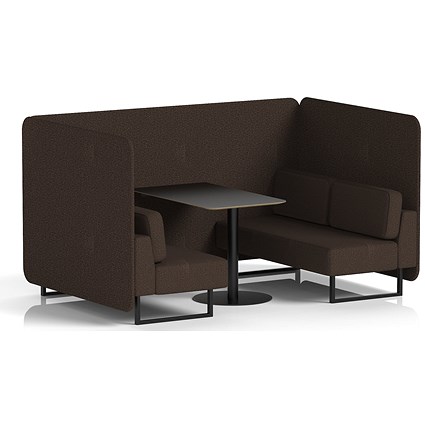 Brixworth 4 Seater Bench Booth With Table, Black Legs, Black Table, Synergy Fabric, Wed Panels And Sofa