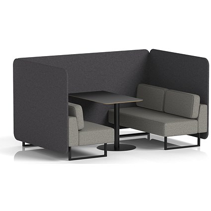 Brixworth 4 Seater Bench Booth With Table, Black Legs, Black Table, X2 Fabric, Arithmetic Panels And Number Sofa