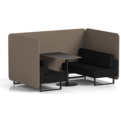 Brixworth 4 Seater Bench Booth With Table, Black Legs, Black Table, X2 Fabric, Theory Panels And Diameter Sofa