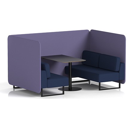 Brixworth 4 Seater Bench Booth With Table, Black Legs, Black Table, Synergy Fabric, Order Panels And Alike Sofa