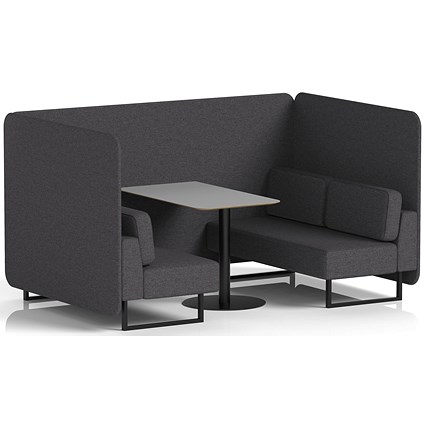 Brixworth 4 Seater Bench Booth With Table, Black Legs, Grey Table With Black Leg, X2 Fabric, Arithmetic Panels And Sofa