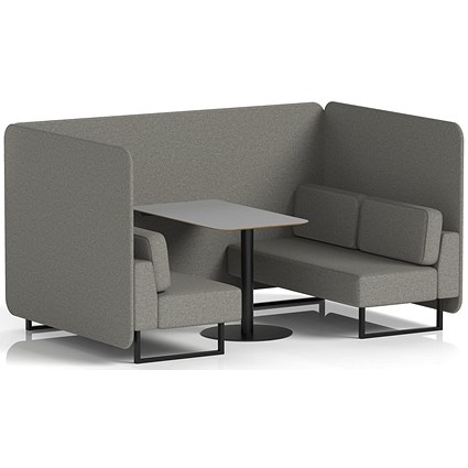 Brixworth 4 Seater Bench Booth With Table, Black Legs, Grey Table With Black Leg, X2 Fabric, Number Panels And Sofa