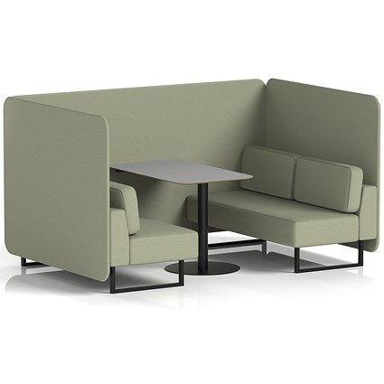 Brixworth 4 Seater Bench Booth With Table, Black Legs, Grey Table With Black Leg, Main Line Flax Fabric, Newbury Panels And Sofa