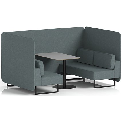Brixworth 4 Seater Bench Booth With Table, Black Legs, Grey Table With Black Leg, Main Line Flax Fabric, Westminster Panels And Sofa