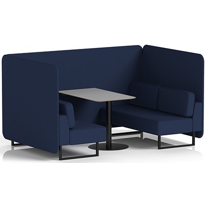 Brixworth 4 Seater Bench Booth With Table, Black Legs, Grey Table With Black Leg, Synergy Fabric, Alike Panels And Sofa