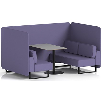 Brixworth 4 Seater Bench Booth With Table, Black Legs, Grey Table With Black Leg, Synergy Fabric, Order Panels And Sofa