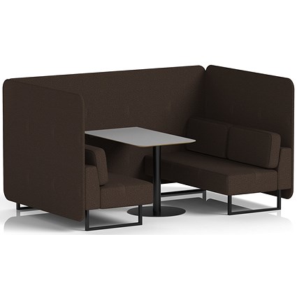 Brixworth 4 Seater Bench Booth With Table, Black Legs, Grey Table With Black Leg, Synergy Fabric, Wed Panels And Sofa