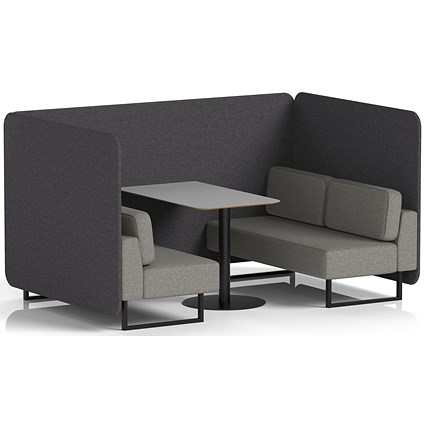 Brixworth 4 Seater Bench Booth With Table, Black Legs, Grey Table With Black Leg, X2 Fabric, Arithmetic Panels And Number Sofa