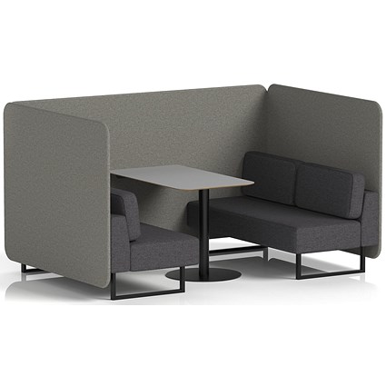 Brixworth 4 Seater Bench Booth With Table, Black Legs, Grey Table With Black Leg, X2 Fabric, Number Panels And Arithmetic Sofa