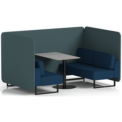Brixworth 4 Seater Bench Booth With Table, Black Legs, Grey Table With Black Leg, X2 Fabric, Polygon Panels And Calculus Sofa