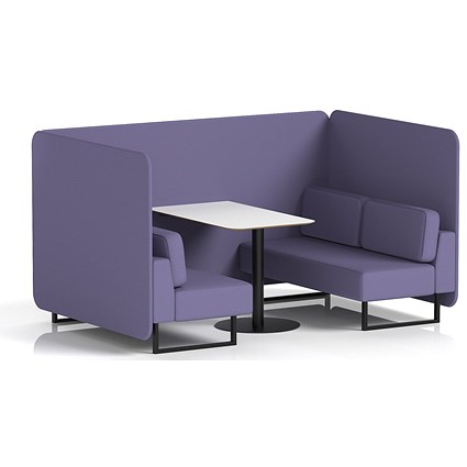 Brixworth 4 Seater Bench Booth With Table, Black Legs, White Table With Black Leg, Synergy Fabric, Order Panels And Sofa
