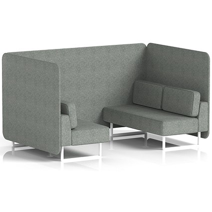 Brixworth 4 Seater Bench Booth, White Legs, Rivet Fabric, Prime Panels And Sofa