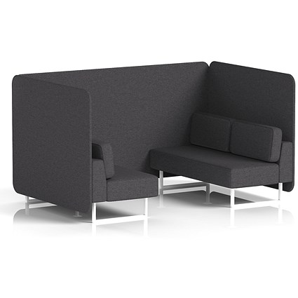 Brixworth 4 Seater Bench Booth, White Legs, X2 Fabric, Arithmetic Panels And Sofa
