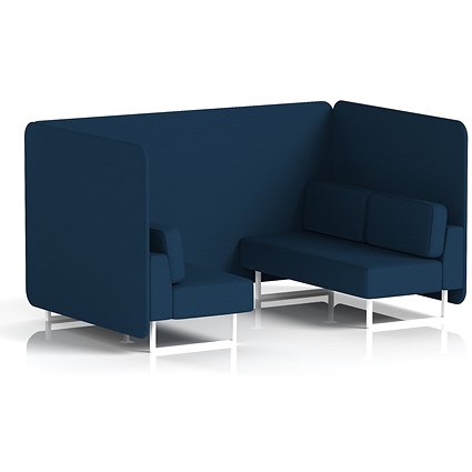 Brixworth 4 Seater Bench Booth, White Legs, X2 Fabric, Calculus Panels And Sofa