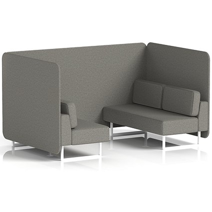 Brixworth 4 Seater Bench Booth, White Legs, X2 Fabric, Number Panels And Sofa