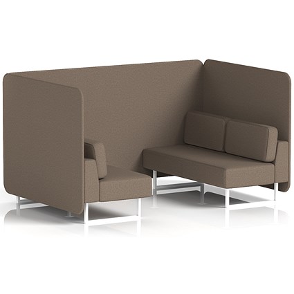 Brixworth 4 Seater Bench Booth, White Legs, X2 Fabric, Theory Panels And Sofa