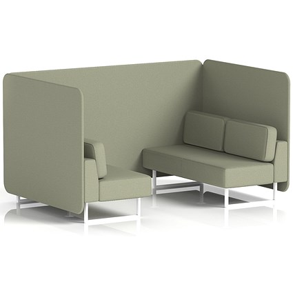 Brixworth 4 Seater Bench Booth, White Legs, Main Line Flax Fabric, Newbury Panels And Sofa