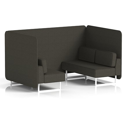 Brixworth 4 Seater Bench Booth, White Legs, Main Line Flax Fabric, Temple Panels And Sofa