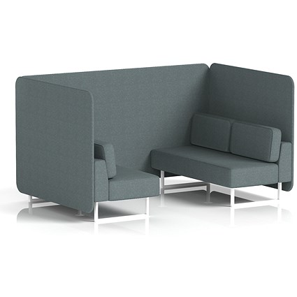 Brixworth 4 Seater Bench Booth, White Legs, Main Line Flax Fabric, Westminster Panels And Sofa
