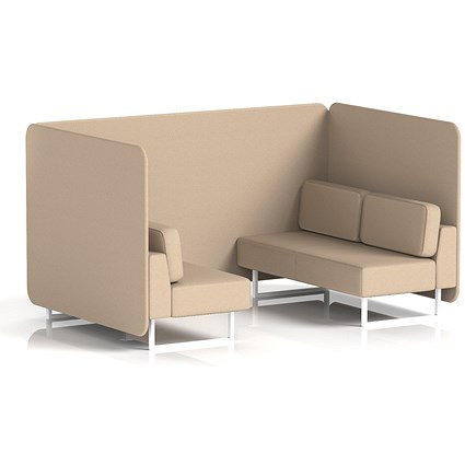 Brixworth 4 Seater Bench Booth, White Legs, Synergy Fabric, Affix Panels And Sofa