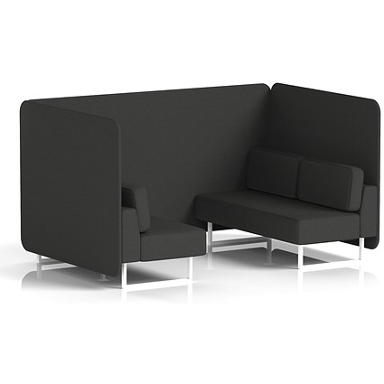 Brixworth 4 Seater Bench Booth, White Legs, Synergy Fabric, Mix Panels And Sofa