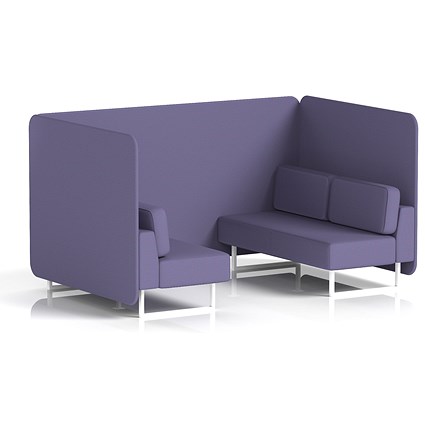 Brixworth 4 Seater Bench Booth, White Legs, Synergy Fabric, Order Panels And Sofa