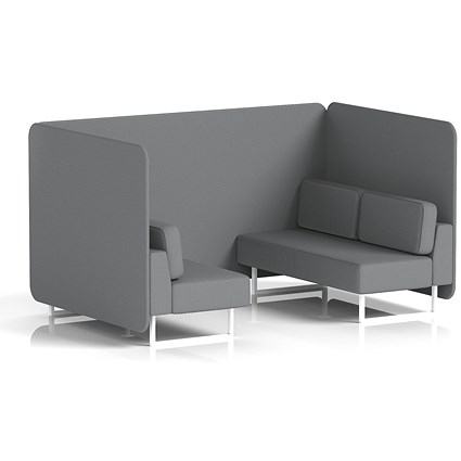 Brixworth 4 Seater Bench Booth, White Legs, Synergy Fabric, Partner Panels And Sofa