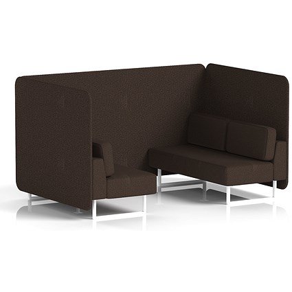 Brixworth 4 Seater Bench Booth, White Legs, Synergy Fabric, Wed Panels And Sofa