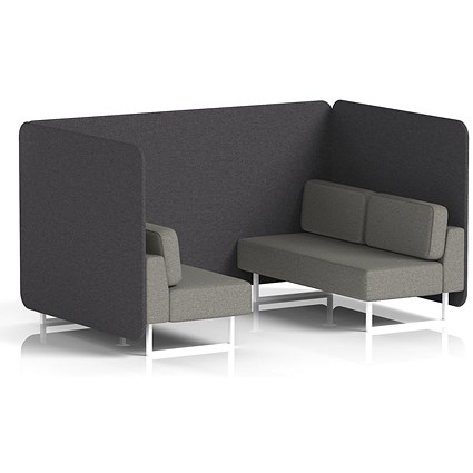 Brixworth 4 Seater Bench Booth, White Legs, X2 Fabric, Arithmetic Panels And Number Sofa