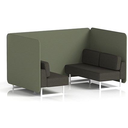 Brixworth 4 Seater Bench Booth, White Legs, Main Line Flax Fabric, Monument Panels And Temple Sofa