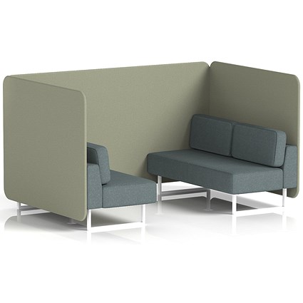 Brixworth 4 Seater Bench Booth, White Legs, Main Line Flax Fabric, Newbury Panels And Westminster Sofa