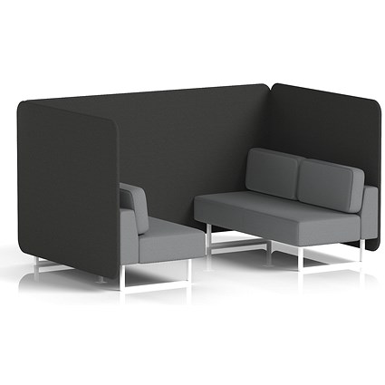 Brixworth 4 Seater Bench Booth, White Legs, Synergy Fabric, Mix Panels And Partner Sofa