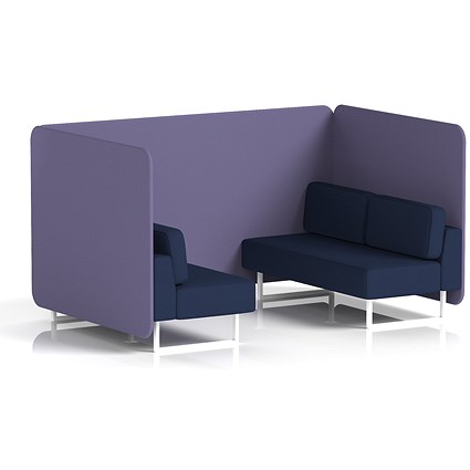 Brixworth 4 Seater Bench Booth, White Legs, Synergy Fabric, Order Panels And Alike Sofa