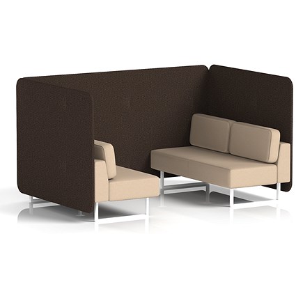 Brixworth 4 Seater Bench Booth, White Legs, Synergy Fabric, Wed Panels And Affix Sofa