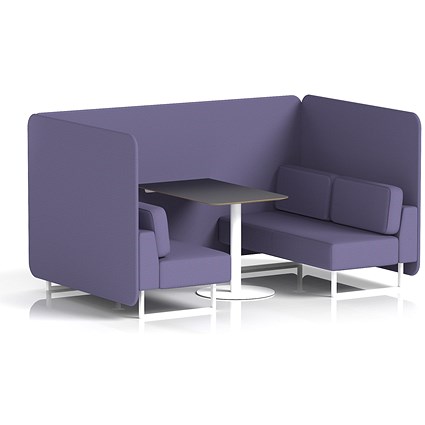 Brixworth 4 Seater Bench Booth With Table. White Legs, Black Table With White Leg, Synergy Fabric, Order Panels And Sofa