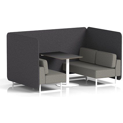 Brixworth 4 Seater Bench Booth With Table. White Legs, Black Table With White Leg, X2 Fabric, Arithmetic Panels And Number Sofa