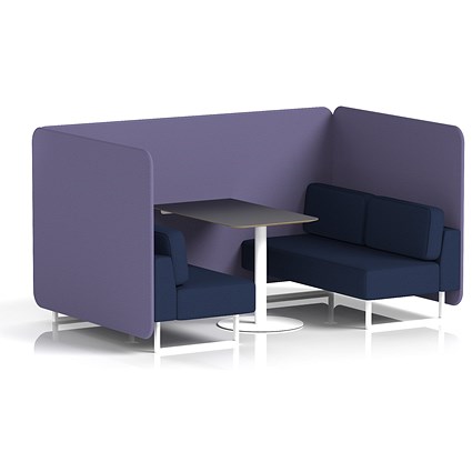 Brixworth 4 Seater Bench Booth With Table. White Legs, Black Table With White Leg, Synergy Fabric, Order Panels And Alike Sofa