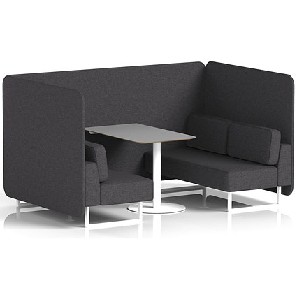 Brixworth 4 Seater Bench Booth With Table, White Legs, Grey Table With White Leg, X2 Fabric, Arithmetic Panels And Sofa