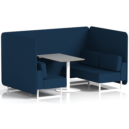Brixworth 4 Seater Bench Booth With Table, White Legs, Grey Table With White Leg, X2 Fabric, Calculus Panels And Sofa