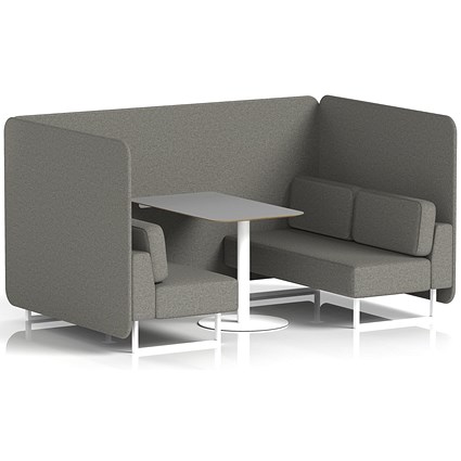 Brixworth 4 Seater Bench Booth With Table, White Legs, Grey Table With White Leg, X2 Fabric, Number Panels And Sofa