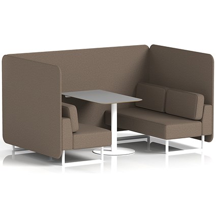 Brixworth 4 Seater Bench Booth With Table, White Legs, Grey Table With White Leg, X2 Fabric, Theory Panels And Sofa
