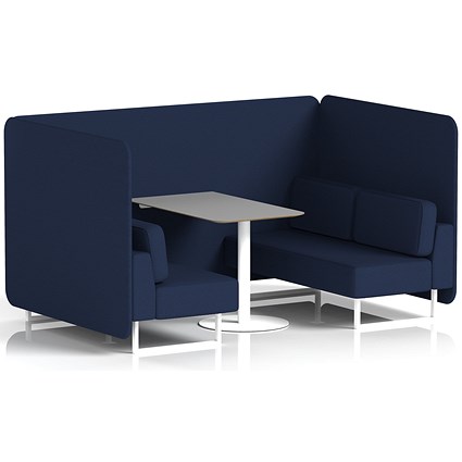 Brixworth 4 Seater Bench Booth With Table, White Legs, Grey Table With White Leg, Synergy Fabric, Alike Panels And Sofa