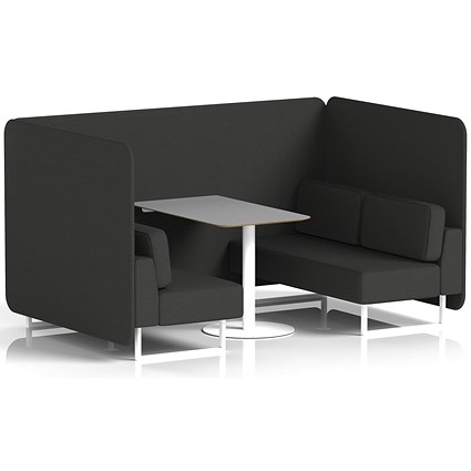 Brixworth 4 Seater Bench Booth With Table, White Legs, Grey Table With White Leg, Synergy Fabric, Mix Panels And Sofa